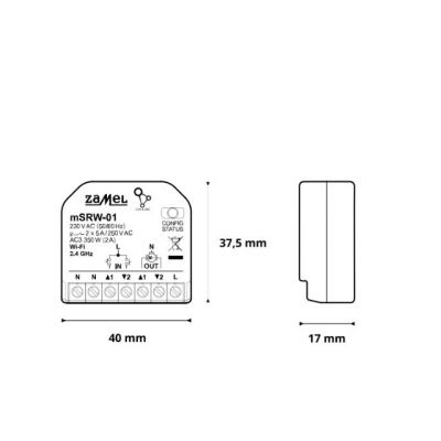Sterownik rolet WI-FI dopuszkowy w obudowie SUPLA mSRW-01 ZAMEL (SPL10000022-WUN)